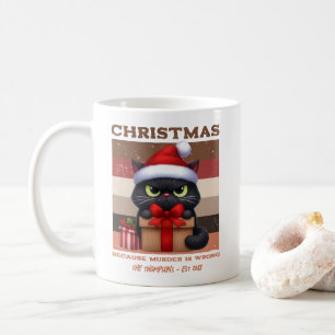 Lustige Katze Retro-Weihnachten Personalisiert Kaffeetasse