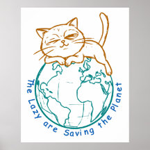 Lustige Katze rettet den Planeten Fauler Umweltsch