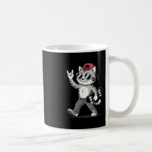 Lustige Katze Rock Hand Skateboarding Grafik Skate Kaffeetasse
