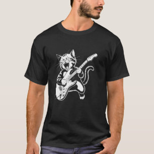 Lustige Katze Rock & Roll Gitarre Vintage 80er Mus T-Shirt