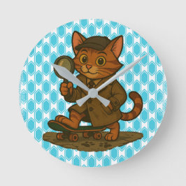 lustige Katze Runde Wanduhr