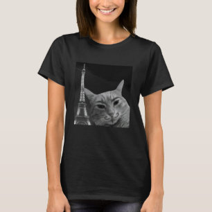 Lustige Katze Selfie Eiffelturm Paris Reise Männer T-Shirt