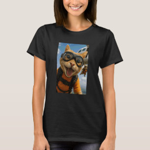 Lustige Katze Sky Diving Taucher Tierliebhaber Zoo T-Shirt