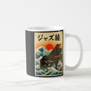 Lustige Katze spielt Ano für Jazzmusiker Anist Kaffeetasse