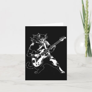 Lustige Katze spielt B-Gitarre Rockmusikliebhaber Karte