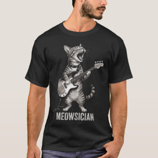 Lustige Katze spielt Bassgitarre Meowsician Wortsp T-Shirt