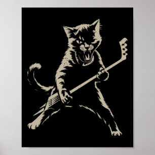 Lustige Katze spielt Eishockey Poster