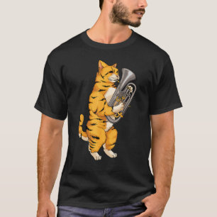 Lustige Katze spielt Euphonium Cool Love Tier Musi T-Shirt