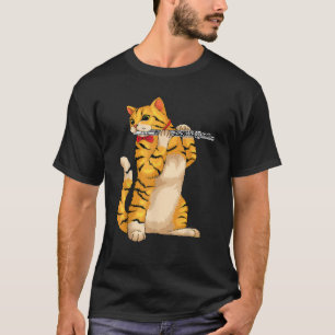 Lustige Katze spielt Flöte Cool Tier Musiker Flöte T-Shirt