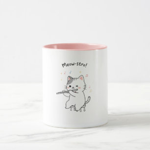 Lustige Katze spielt Flöte Tasse