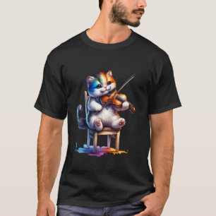 Lustige Katze spielt Geige. Geigendesign für Katze T-Shirt