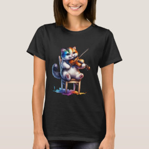 Lustige Katze spielt Geige. Geigendesign für Katze T-Shirt