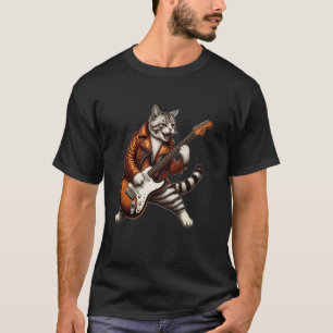 Lustige Katze spielt Gitarre Katzen Gitarrist Rock T-Shirt