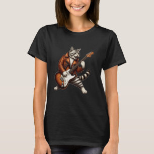 Lustige Katze spielt Gitarre Katzen Gitarrist Rock T-Shirt
