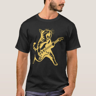 Lustige Katze spielt Gitarre - Komische Rock and R T-Shirt