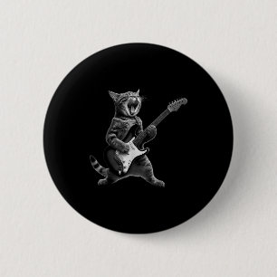 Lustige Katze spielt Gitarre Rock And Roll Männer Button