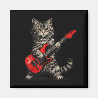 Lustige Katze spielt Gitarre Rock and Roll Männer Magnet