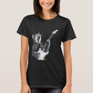 Lustige Katze spielt Gitarre Rockstar Rock & Roll T-Shirt