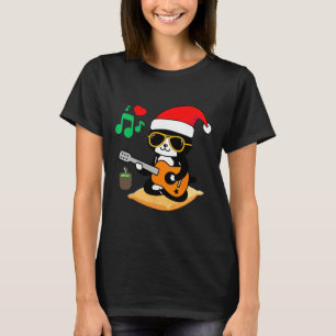 Lustige Katze spielt Gitarre Sungles Weihnachtsman T-Shirt