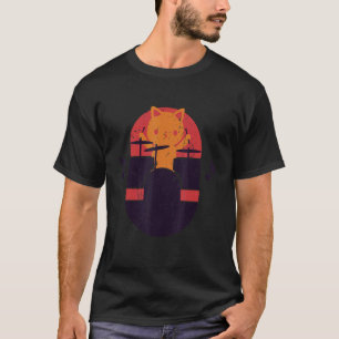 Lustige Katze spielt Schlagzeug Schlagzeug-Geschen T-Shirt