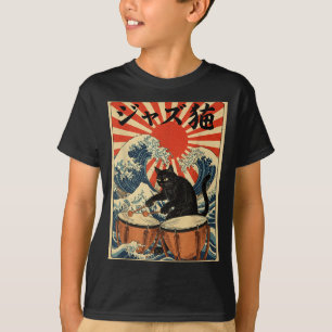 Lustige Katze spielt Timpani für Jazzmusiker Percu T-Shirt