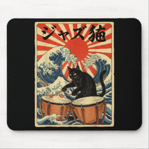 Lustige Katze spielt Timpani für Jazzmusiker Schla Mousepad