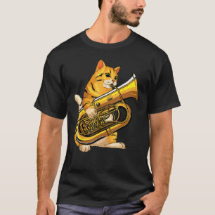 Lustige Katze spielt Tuba Geschenk Süße Katze Musi T-Shirt