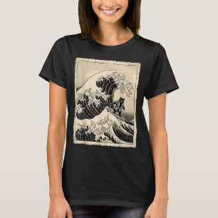 Lustige Katze surft japanische Kunst Katze Anime T-Shirt