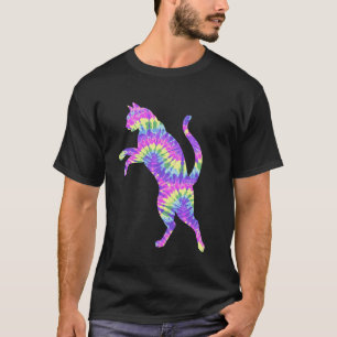 Lustige Katze Tie Dye Regenbogen Hippie Kostüm Hip T-Shirt