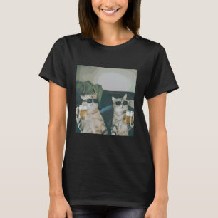 Lustige Katze trinkt Bier Kunder Katzenliebhaber f T-Shirt