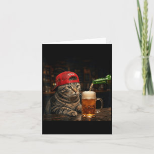 Lustige Katze trinkt Bier Patriotisch 4. Juli Karte