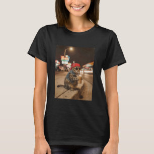 Lustige Katze trinkt eisgekühlten Kaffee Katzen Me T-Shirt