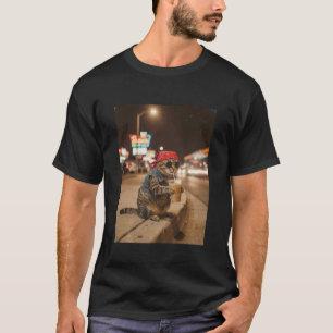 Lustige Katze trinkt Eiskaffee Katzen Meme Männer T-Shirt