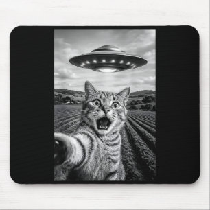 Lustige Katze Ufo Alien Bengal Katze Selfie Gesche Mousepad