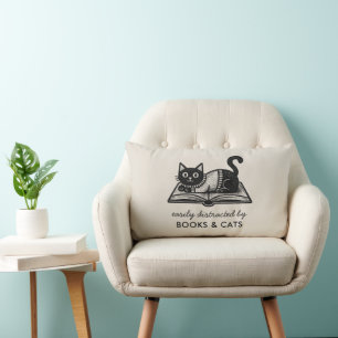 Lustige Katze und Buchliebhaber-Spruch Lendenkissen