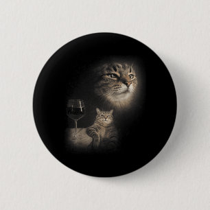 Lustige Katze und Wein Kunst Katzen trinken seltsa Button