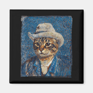 Lustige Katze Van Gogh Parodie Malerei Retro Kunst Magnet
