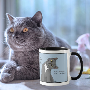 Lustige Katze Vatertag Graue Katze Blau Tasse