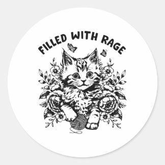 Lustige Katze voller Wut Mental Health Meme Katze  Runder Aufkleber