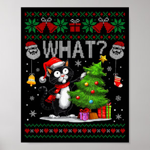 Lustige Katze Was Schwarze Katze Weihnachtsbaum Hä Poster