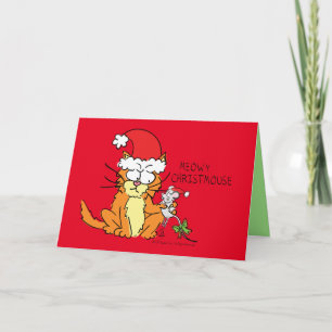 Lustige Katze Weihnachten Cartoon Süße Maus Karte
