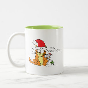 Lustige Katze Weihnachten Cartoon Süße Maus Zweifarbige Tasse