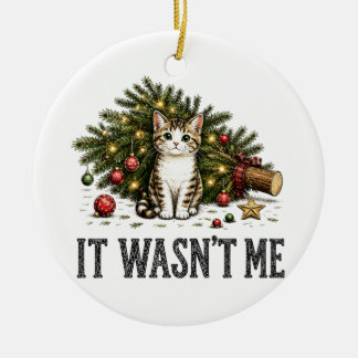 Lustige Katze Weihnachten Es war nicht ich Keramik Ornament