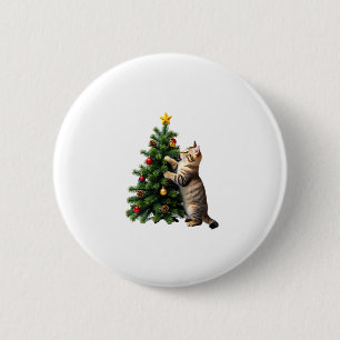 Lustige Katze Weihnachtsbaum Xmas-Geschenke Männer Button