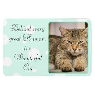 Lustige Katze zitiert aquamarinen personalisierten Magnet