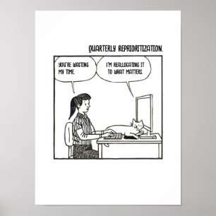 Lustige Katzen Büroarbeit Humor Corporate Cartoon Poster