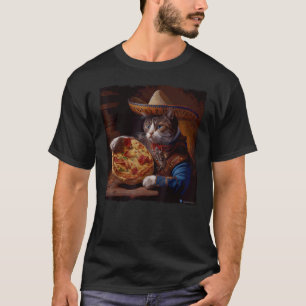 Lustige Katzen-Cowboy-Pizza T-Shirt
