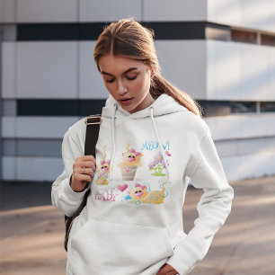 Lustige Katzen Dame Cartoon Süße Katzenliebhaberin Hoodie