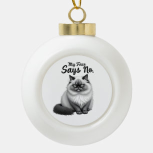 Lustige Katzen-Gesicht-Illustration – Minimale nie Keramik Kugel-Ornament