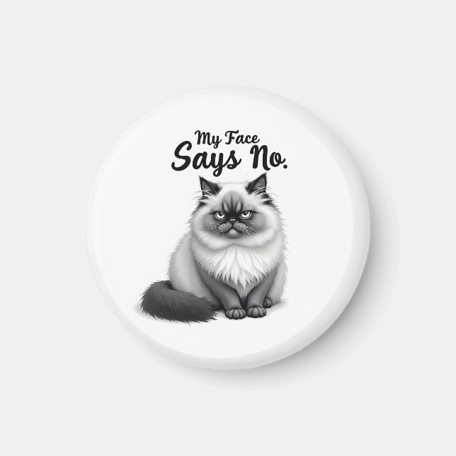 Lustige Katzen-Gesicht-Illustration – Minimale nie Magnet (Vorne)